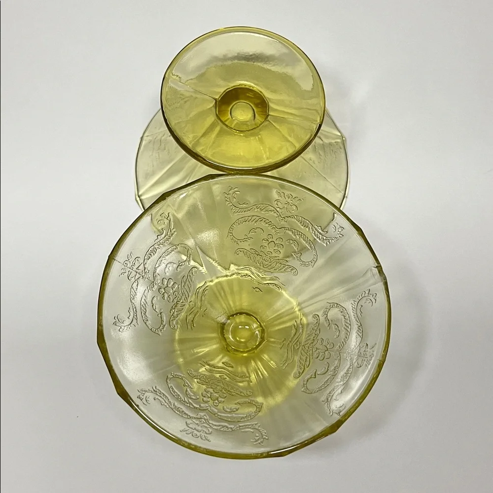 Vintage “Madrid” Amber Depression Glass Sherbet Dishes – Pair